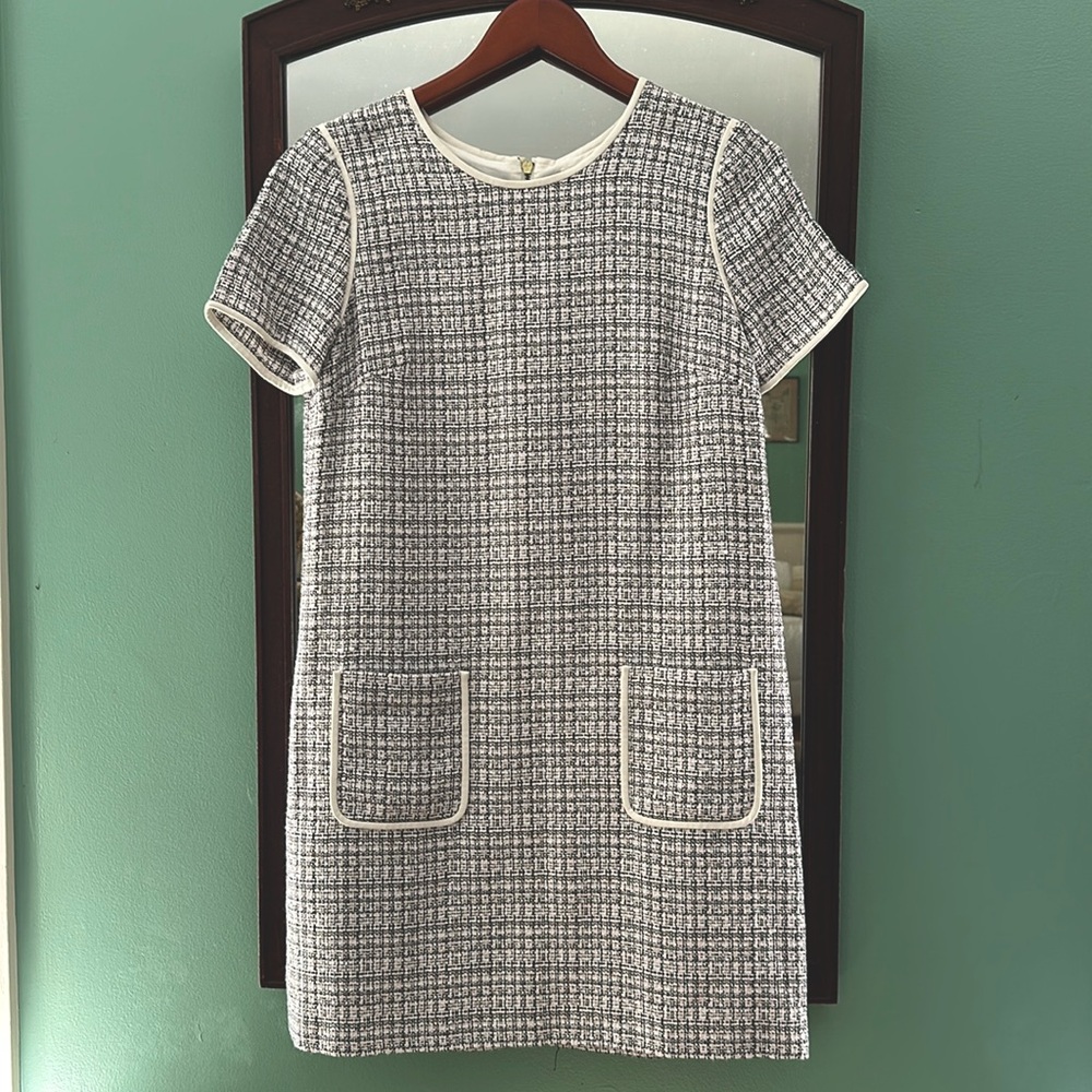 Club Monaco A-line b&w tweed dress.
